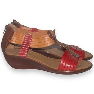 Red leather Mexican huaraches sandals size 8